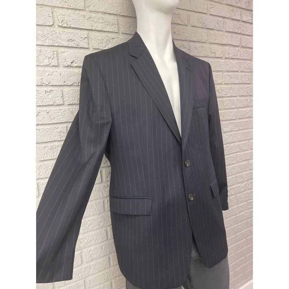 LAUREN Ralph Lauren Men Navy Pin Stripe Wool Blazer / Sport Coat Size 44R
